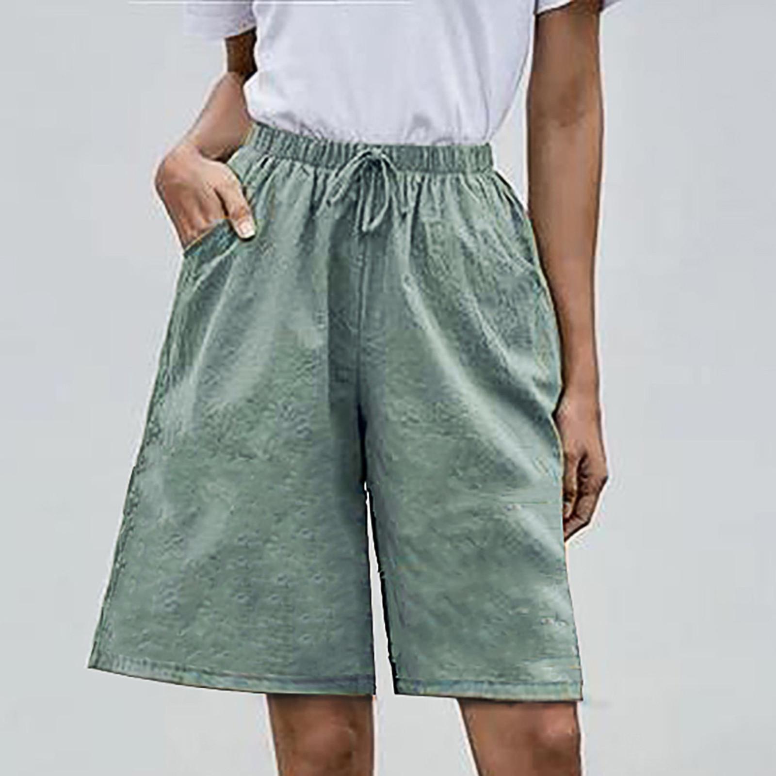 

Женские однотонные укороченные брюки больших размеров, повседневные брюки с карманами, комбинезоны XXXXL зелёный