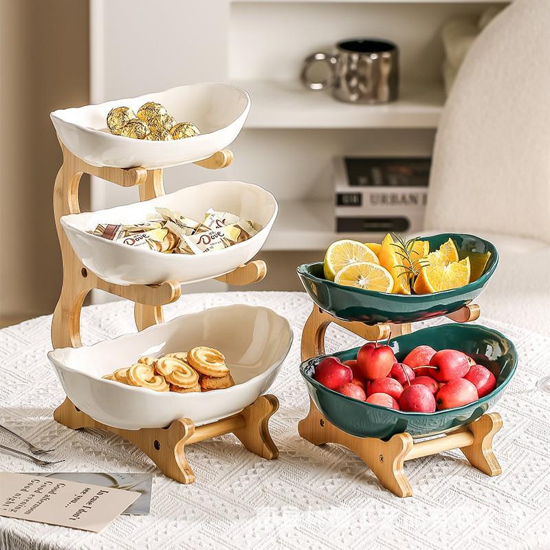 In-Stock 3-Tier Bamboo Wood Fruit & Snack Rack for Living Room or Parties