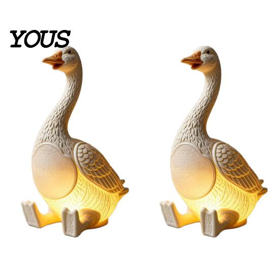 Cute Animal Resin Figurine Creative Goose Night Light, Duck Table Lamp with Warm LED Glow, Funny Matte Finish Decor for Bedroom Bedside,