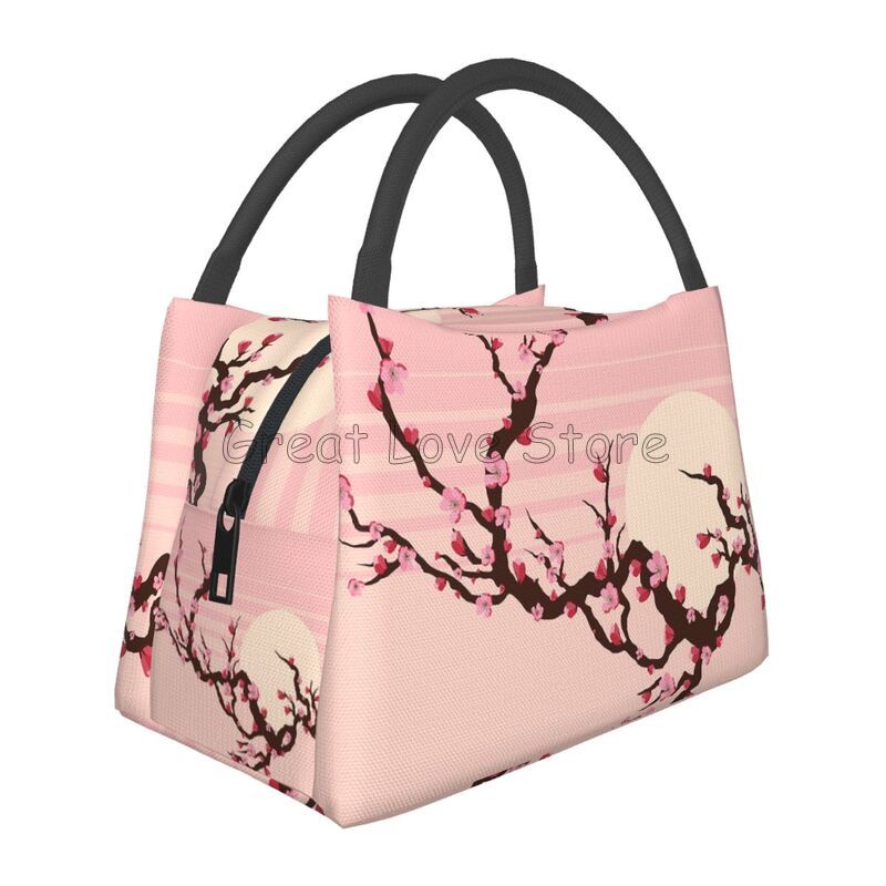Borsa Termica Pranzo con Stampa Fiori di Ciliegio Sakura Giapponesi Riutilizzabile Portatile per Donna Scatola Pranzo Isolante per Viaggio Picnic Lavoro