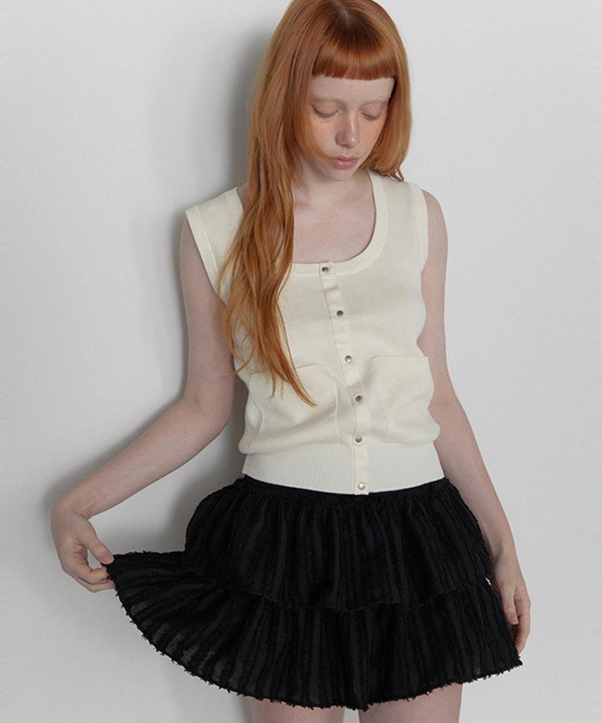 Lense Scoop Neck Rivet Sleeveless Knit Ivory