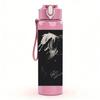 PC Dark Band Black White Portrait Print 750ml colorful plastic sports water bottle leakproof pop up lid with straw for outdoor work home use