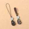 Silver Obsidian & Blue Chalcedony Pi Xiu Lanyard Keychain - Unisex Car & Phone Pendant