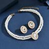 3PC Women's Fashion Imitation Zircon Necklace Earrings Zircon Set Suitable for Wedding, Party, Festival Gifts