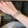 silver  glossy irregular hollow out leaf butterfly bracelets for women unique design high-end Wide bracelet party