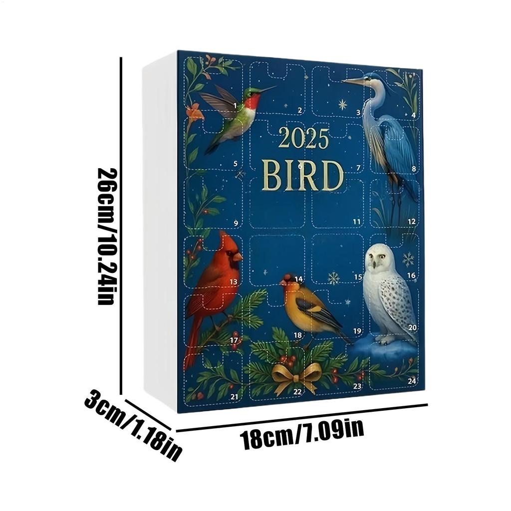 2025 Tree Hole Bird Advent Calendar 24 Day Christmas Countdown Calendar 2D Flat Tree Hole Bird Hanging Decoration