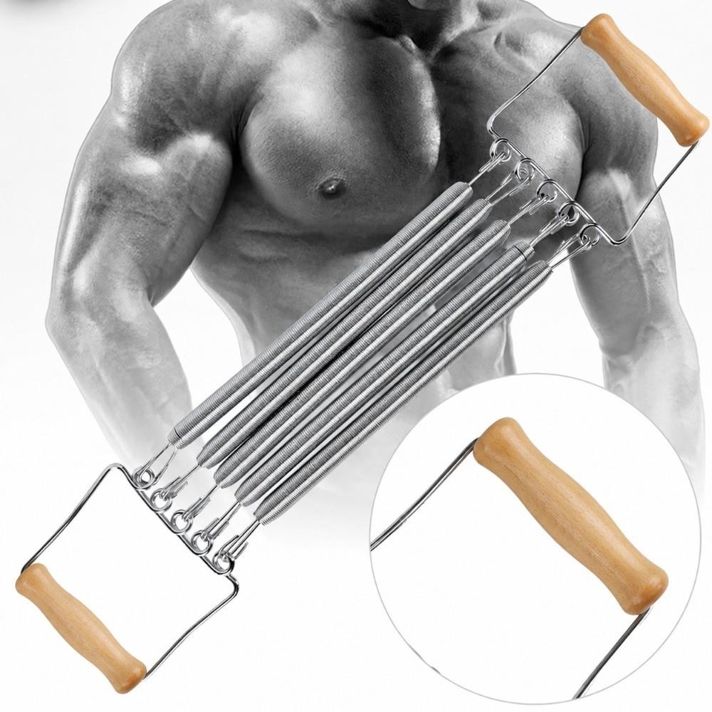 Spring Steel Construction Chest Expander Removable Springs Strength Trainer Upper Body Training