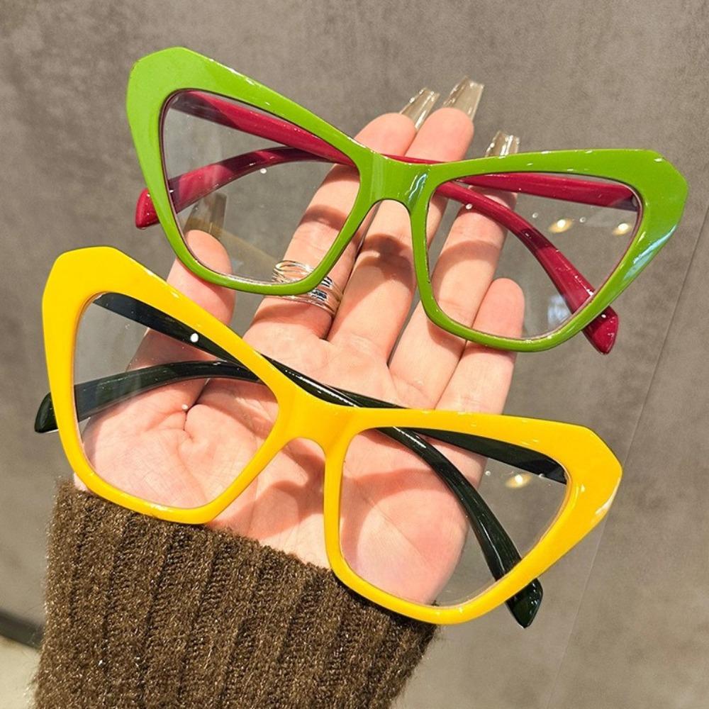 Vintage Cat Eye Color Block Reading Glasses Anti Blue Light Blocking Presbyopia Glasses for Women Luxury Brand Designer Eyewear