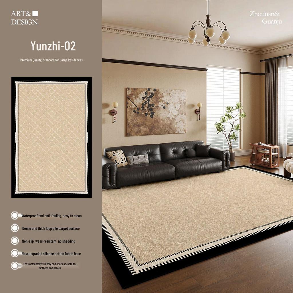 2026 French Vintage Style Luxury Light Living Room Rug - Wash-Free, Wipeable, Formaldehyde-Free, Short Pile Floor Mat