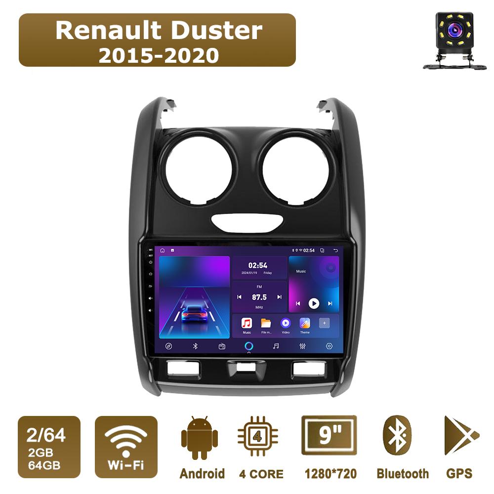 

Android Car-Play Car Radio For Renault Duster 2015-2020 Multimedia Player Head Unit Stereo GPS Navigation BT WIFI,2+64GB чорний