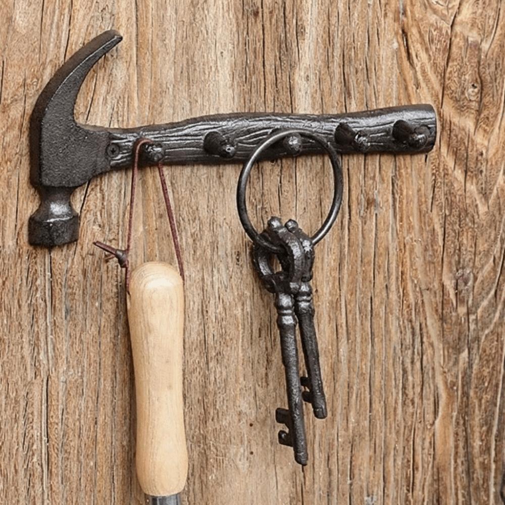 Rustic Wall-Mounted Decor Shelf DIY Plier Shape Key Holder Dual-Purpose Hooks Craftsmen