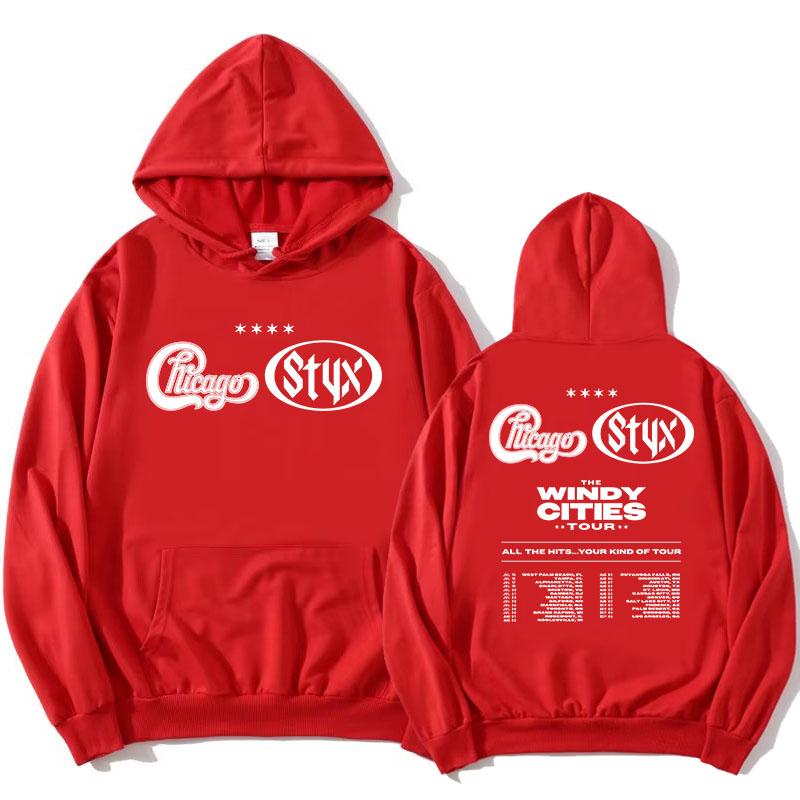 The Windy Cities Tour 2026 Hoodies Chicago and Styx Graphic Print Sweatshirts Hooded Long Sleeve Pullovers Fashion Tops