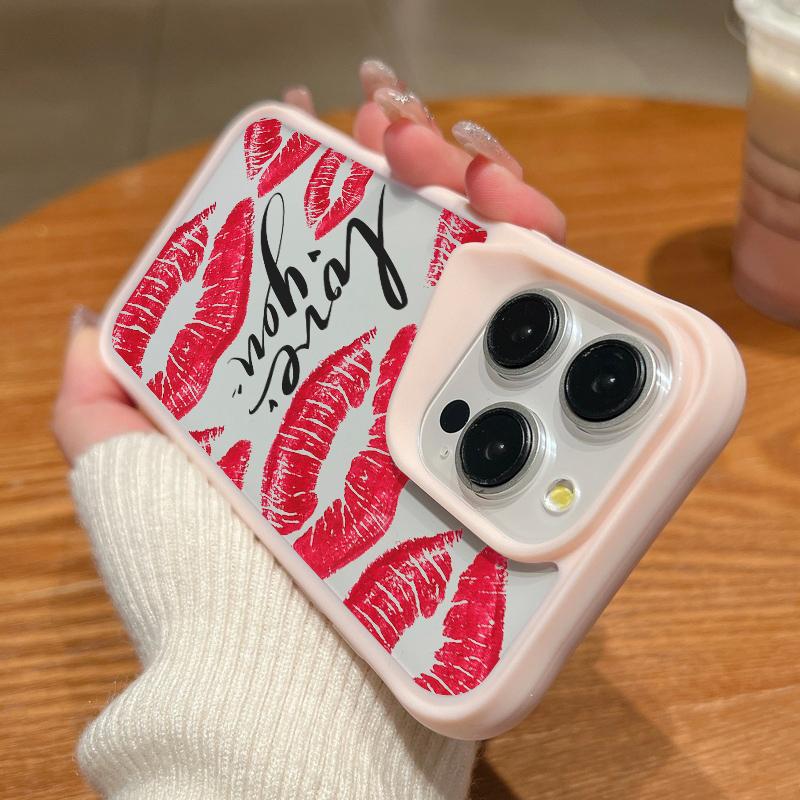 Wysokoprzezroczyste Akrylowe Etui Odporne na Wstrząsy dla iPhone 16 Plus 15 14 13 Pro Max Wzór Ust Do Pocałunku Jednokolorowe Miękkie Krawędzie Smukła Twarda Pokrowiec