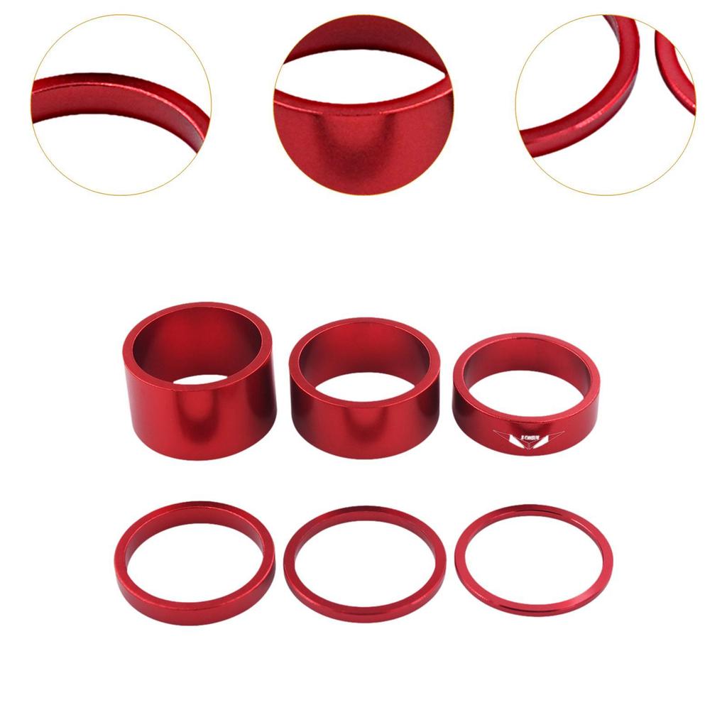 6Pcs Mountain Road Bike Headset Spacer Bikes Headset Stem Spacer for 1 1/8 Inch Bike Accessories Sturdy Headset Mount Spacer