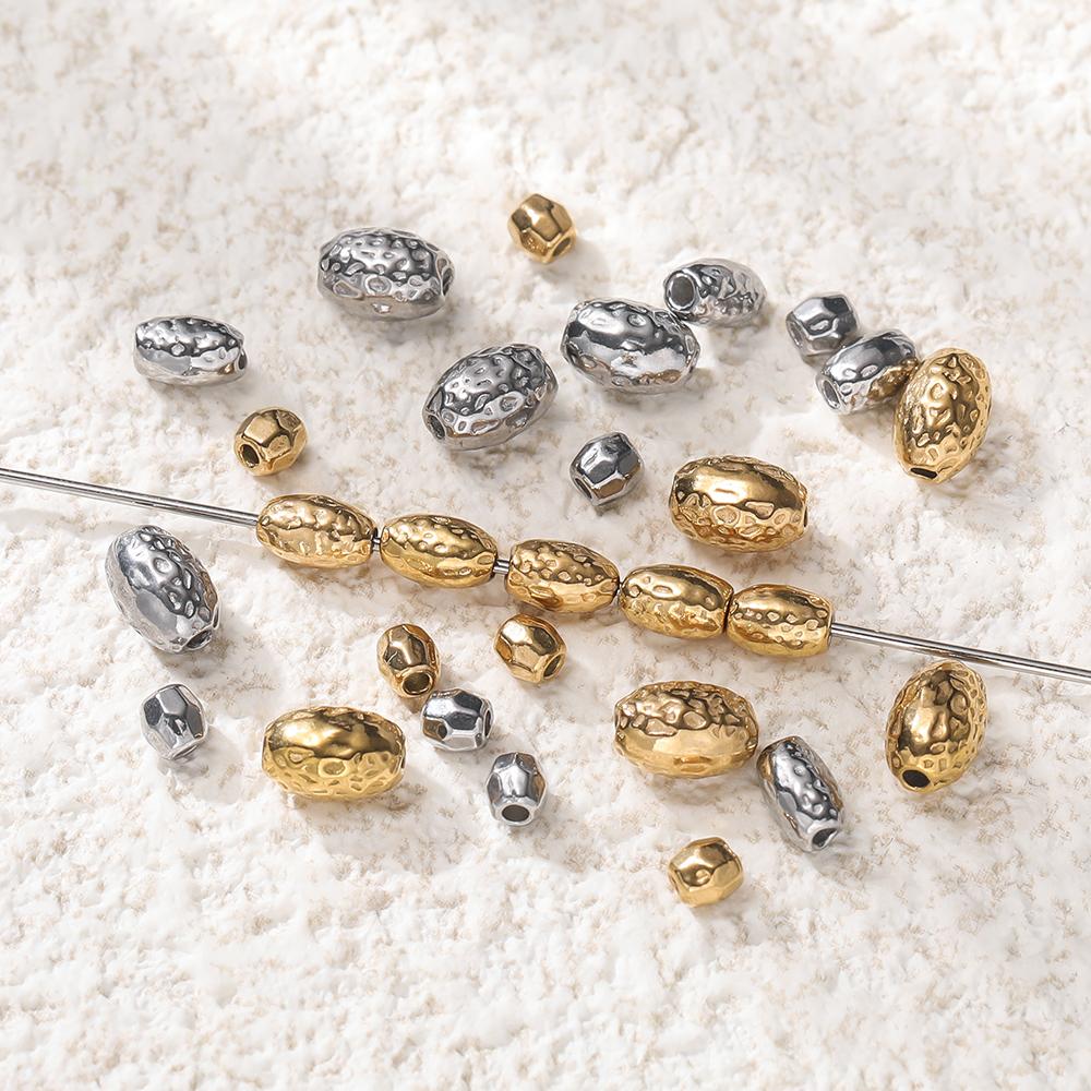 10pcs/lot Stainless Steel Faceted Oval Cylindrical Spacer Beads Bracelet Beads Jewelry Making Supplies DIY Findings Accessories