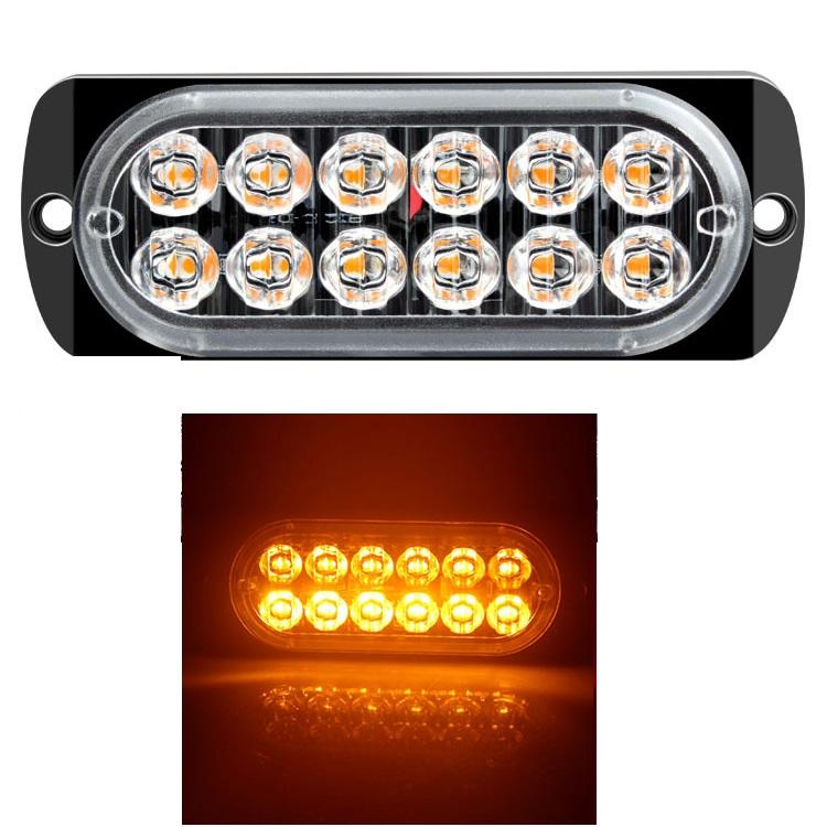 12 Led Strobe Side Warning Light Strobe Flashing Lightbar Car Truck Beacon Lamp Amber Yellow White Traffic Light 12V - 24V