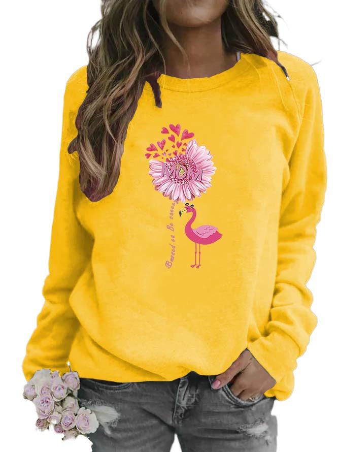 Women's Printed Round Neck Long Sleeve Sweatshirt
