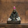 Halloween Skull Mountain Backflow Incense Burner Waterfall Incense Holder with 12 Incense Cones And Stick Resin Aromatherapy Holder for Gothic