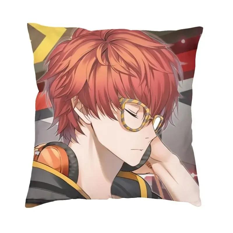 Mystic Messenger 707 Chibi Cushion Covers Polyester Anime Game Throw Pillow Case for Sofa Car Square Pillowcase Home Decorative