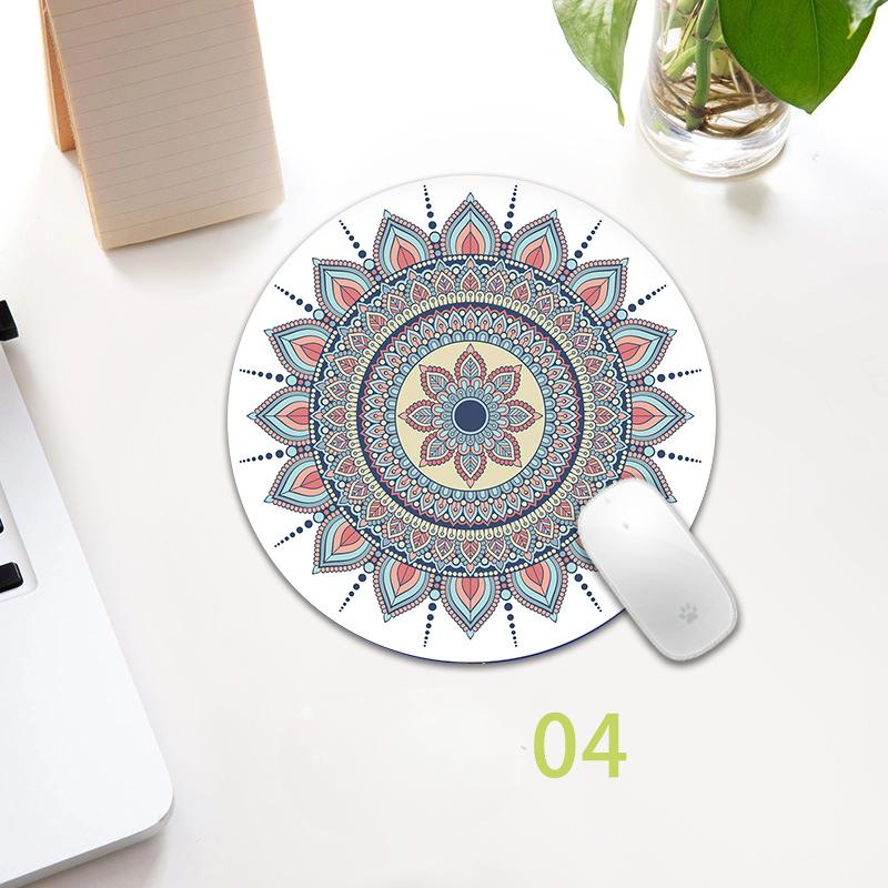 Vintage Bohemian Round Mouse Pad Computer 3D Game Anti Slip Mousepad Mat
