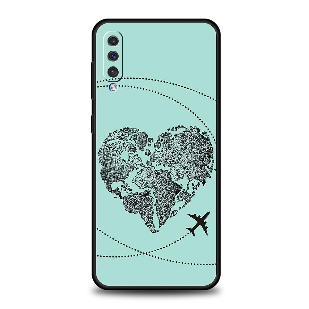 Planes World Map Travel Phone Case For Samsung A52 A14 A50 A70 A10 A30 A40 A20S A20E A02S A12 A22 A34 A42 A32 5G A54 A04s Cover