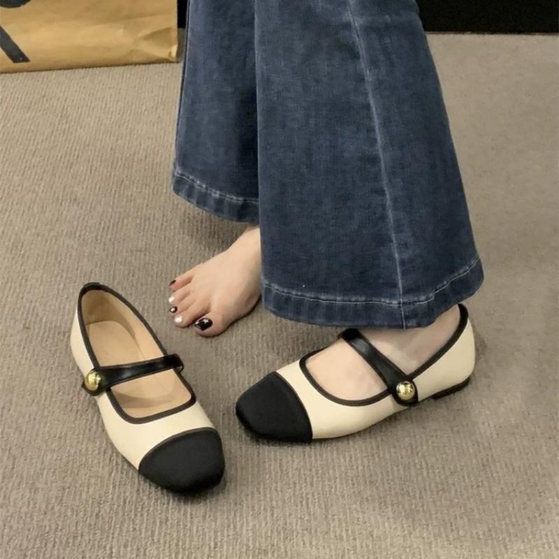 Fashion Women Flat Shoes Fashionable Versatile Square Toe French Mary Jane Shoes Women Summer Soft Soled Beanie Shoes zapatillas de muje