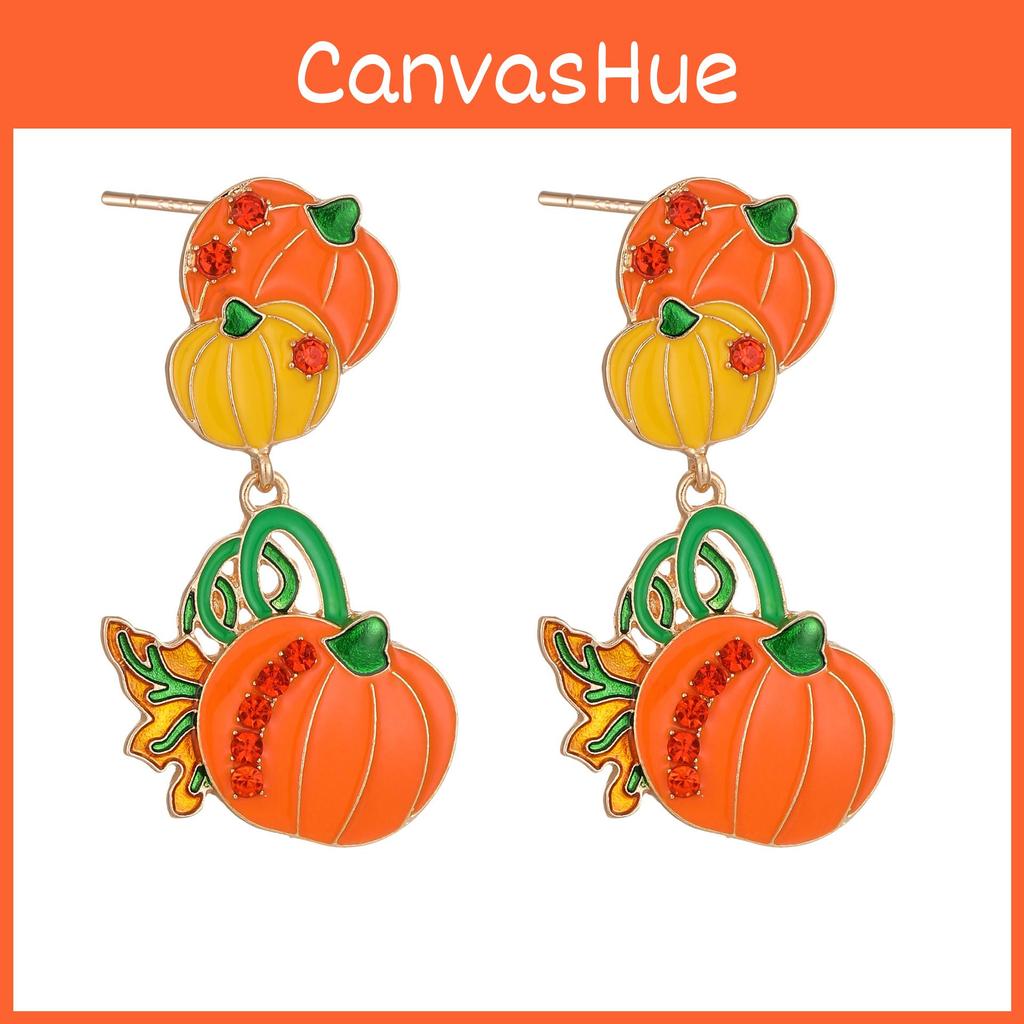 Fun Playful And Alloy Pumpkin Earrings With Cartoon Design For Halloween Celebrations Women For
