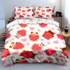 3Pcs Valentine's Animals Bedding Set, Cute Pets with Hearts Print Duvet Cover + 2 Pillowcases, Love Theme Decor