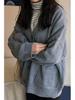 Chic Grandma Gray Loose Knit Cardigan Shawl for Women