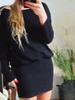 2024 Autumn European & American Style Solid Color One-Shoulder Long-Sleeved Dress