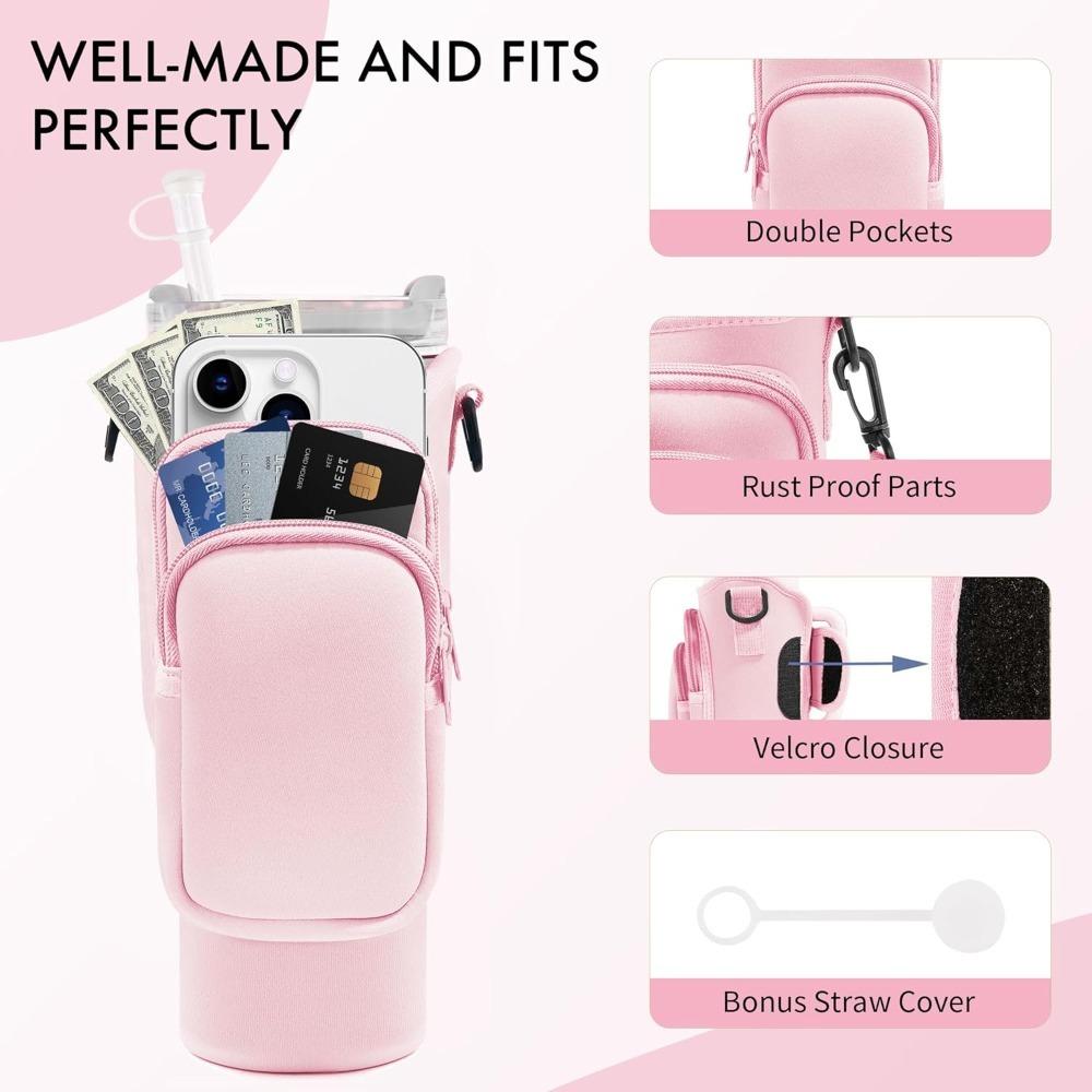 40 Oz Water Bottle Bag Neoprene Water Bottle Protector Bag with Adjustable Strap and Carabiner for Water Bottle Accessories