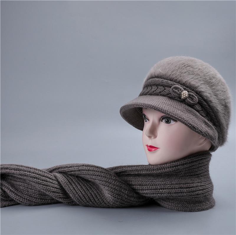 Autumn and winter female rabbit fur wool hat winter velvet warm hat