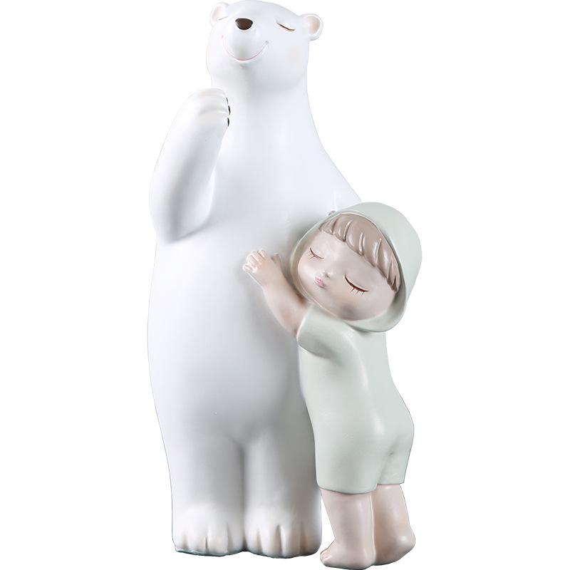European Creative Polar Bear Ornaments Bear Hug Children Home Entrance Room Living Room Decoration Resin Craft Ornaments