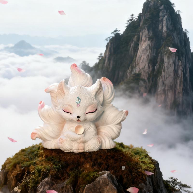 1 Piece Nine-Tailed Fox Desktop Ornament Car Decoration Cute Little Fox Figurine Car Interior Decoration New Home Decor Desk Ornamen