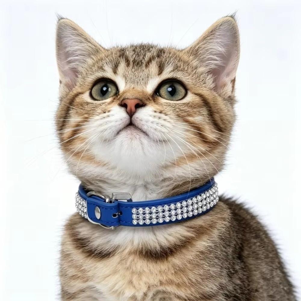 Crystal Diamond Rhinestone Pet Collar PU Leather Sparkling Cat Collar  for Pet Supplies