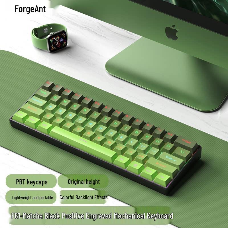 61-key Wired Mechanical Keyboard, Blackberry Gradient Design for Gaming & Office, High Aesthetic Value for Girls