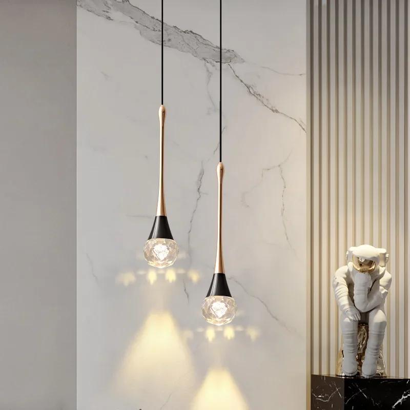Lamp Diamond Crystal Pendant Light, Mini Ceiling Hanging Light In Gold Finish Prism Crystal Color Changing Led Hanging Light F