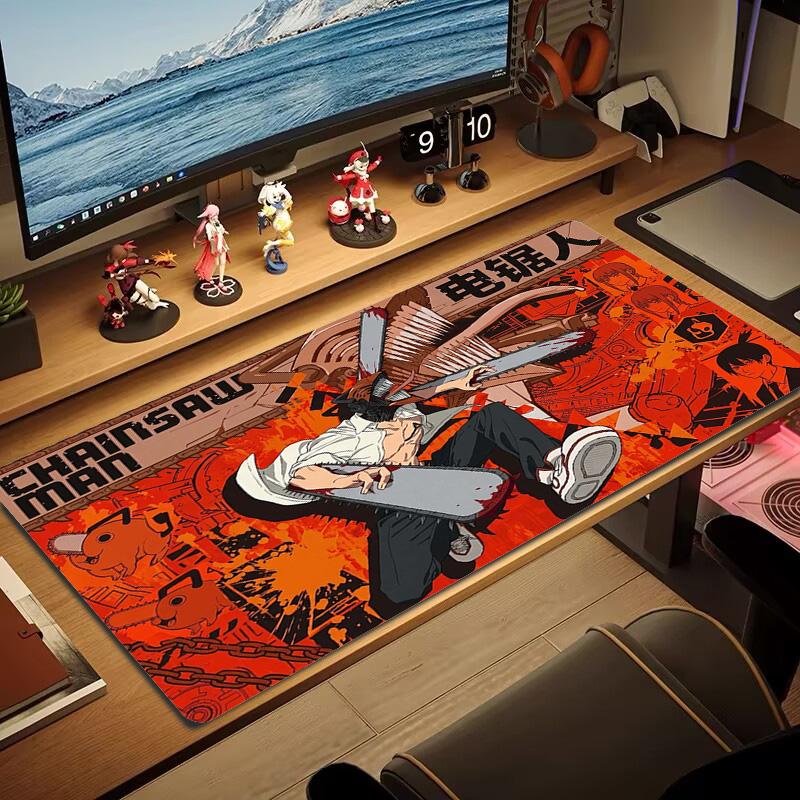 Chainsaw Man Color Mouse Pad Large Gaming Table Cushion Non-slip Laptop Tablet Big Mousepad XXL Mat Mini PC Playmat With Lock Edge