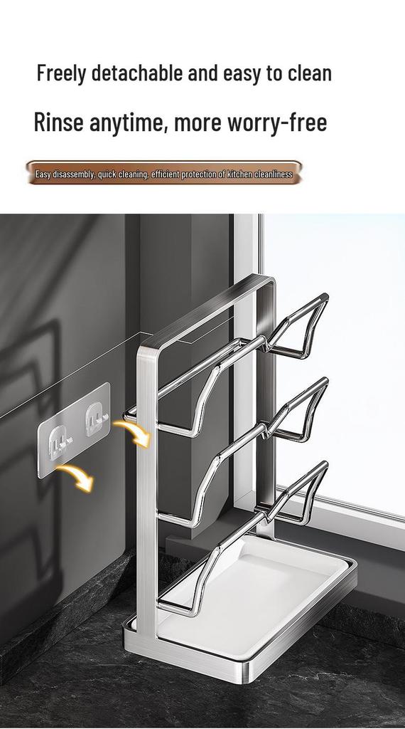 Stainless Steel Wall-Mounted Kitchen Rack for Cutting Boards and Pot Lids