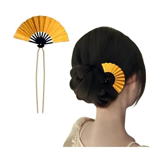 WENJESO Hairpin, Fan Design U-Shaped Hair Stick, Japanese Retro New Chinese Style Hair Accessories, Elegant Updo Hair Clip, Suitable for Japanese