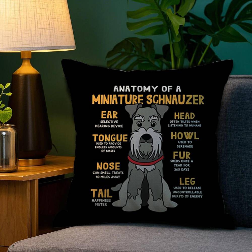 Miniaturschnauzer Hund Kuddfodral Plysch Tyg Mjuk Dubbelsidigt Tryck Hem Soffa Hög Kvalitet Kuddöverdrag Överkast
