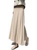 Women's Black High-Waist A-Line Woolen Skirt - Ribbed, Thickened, Autumn/Winter Casual Skirt