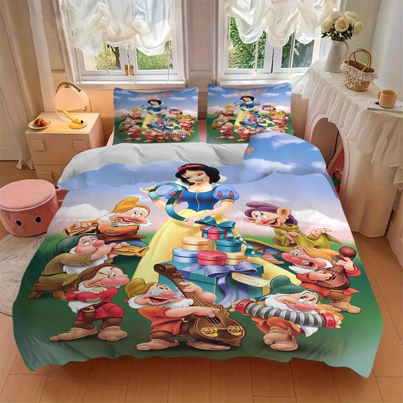 3pcs Snow White and the Dwarfs At the Carnival Printed Bedding Set, Soft and Comfortable Quilt Cover for Bedroom, Guest Room S089