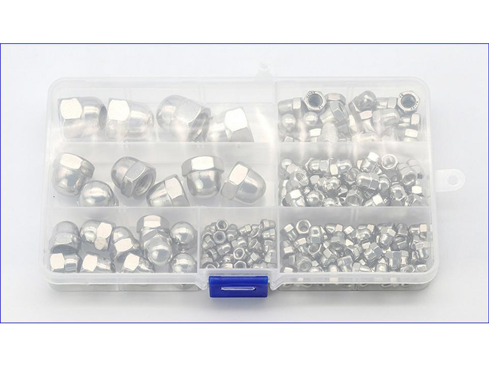 304 Stainless Steel Hexagonal Cap Nut Set, Mixed DIN1587, Boxed