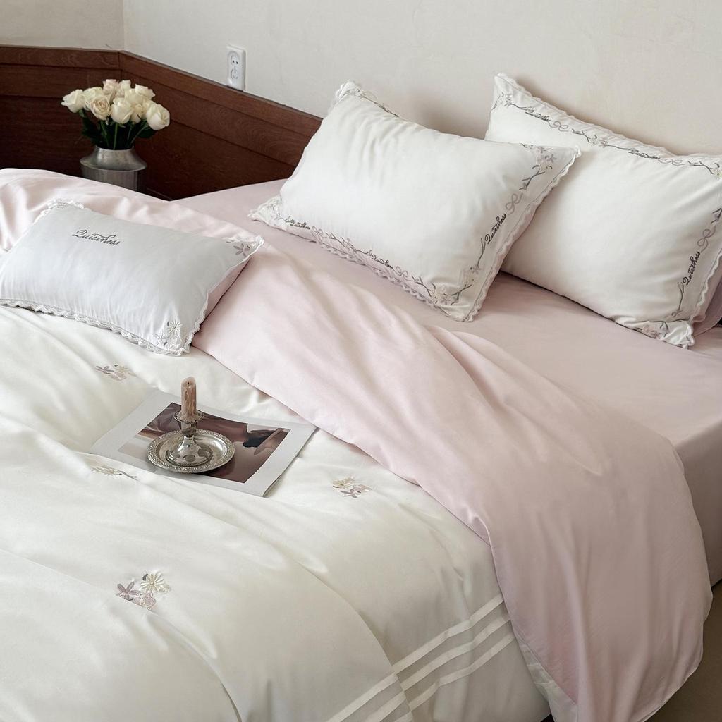 Noble French Romantic High-End Embroidered 100s Long-Staple Cotton Four-Piece Bedding Set