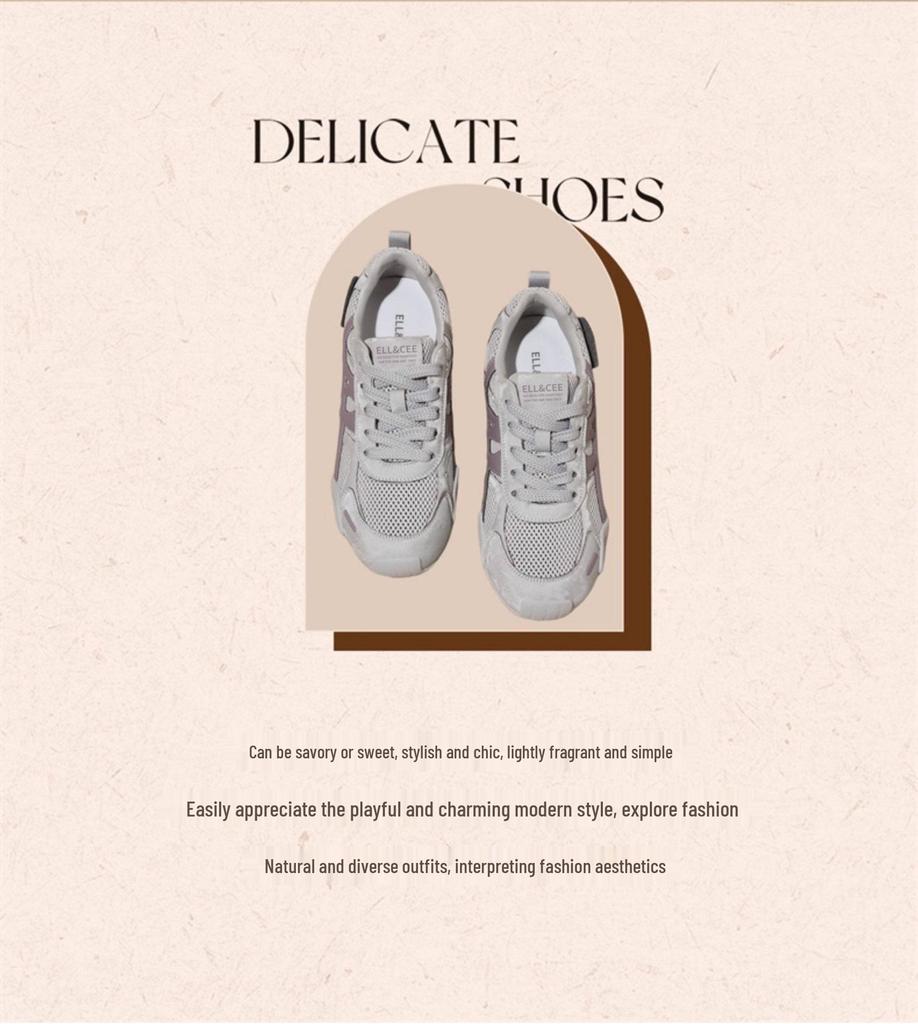 2026 Spring Women's Retro Color Block Lightweight Mesh Training Shoes - Breathable, Soft Sole, Fashionable and Casual.