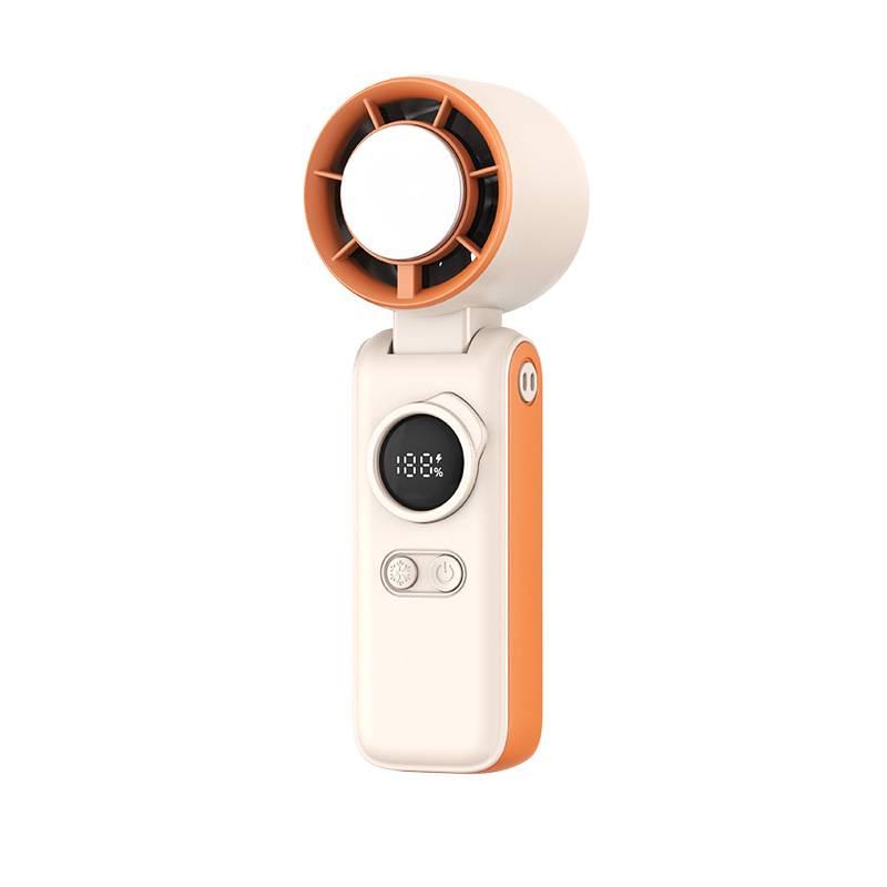 Handheld Folding USB Ice Pack Fan with Digital Display - Compact Turbine Fan with Strong Wind Power