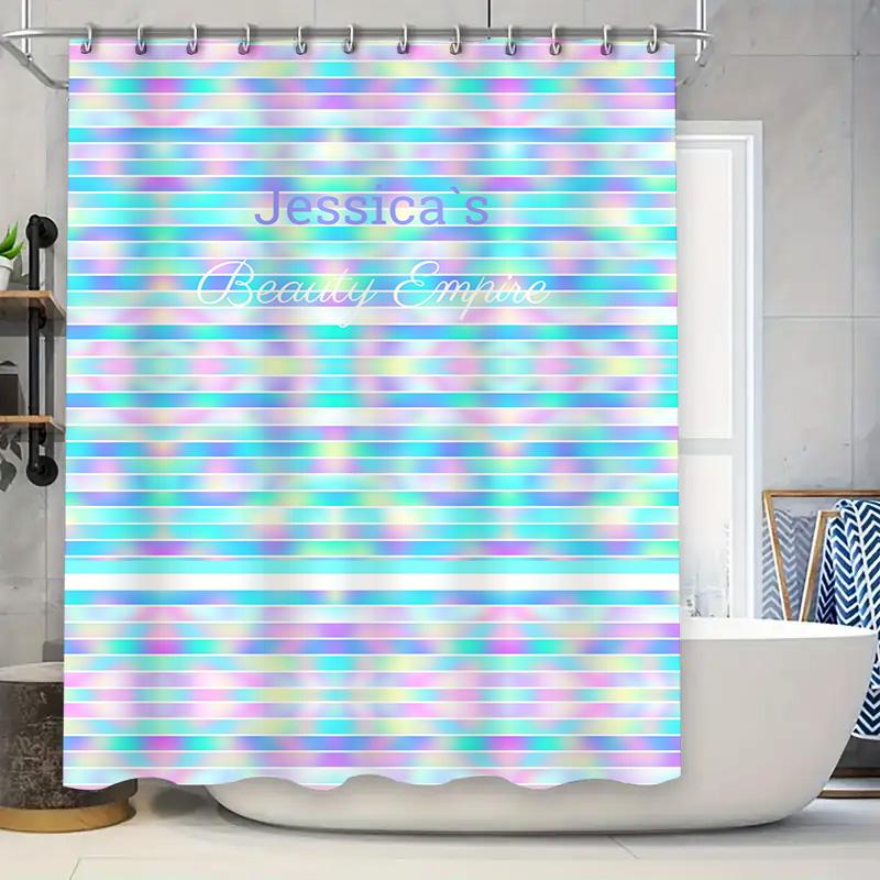 

Custom Shower Curtains With Blush Rainbow Stripes For Bathroom Decor Easy Install In Your Home W60H190(CM)-1 Pcs