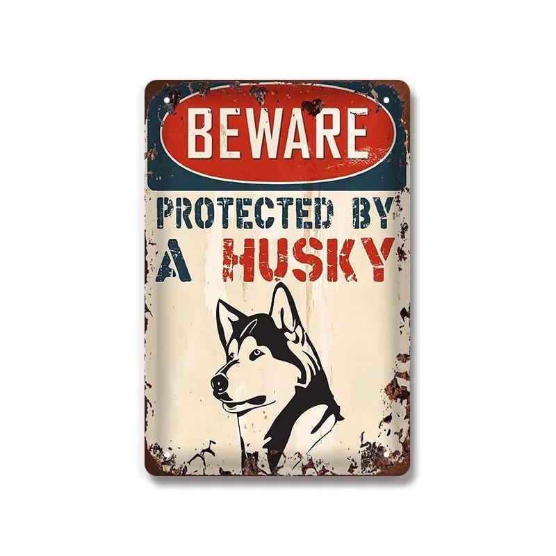 Vintage Warning Dog Metal Tin Sign for American Creative Sheet Painting Animal Wall Decoration Made of Old Iron Signs 8x12 inch