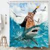 Funny Shower Curtains Bathroom Curtain With Hooks Decor Waterproof Cute Cat Dinosaur Bath Polyester Fabric